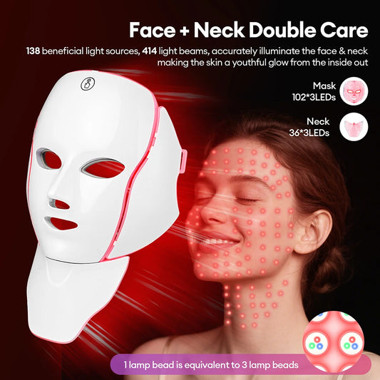 Masque LED Facial 7 Couleurs — Anti-Acné & Anti-Rides à Domicile