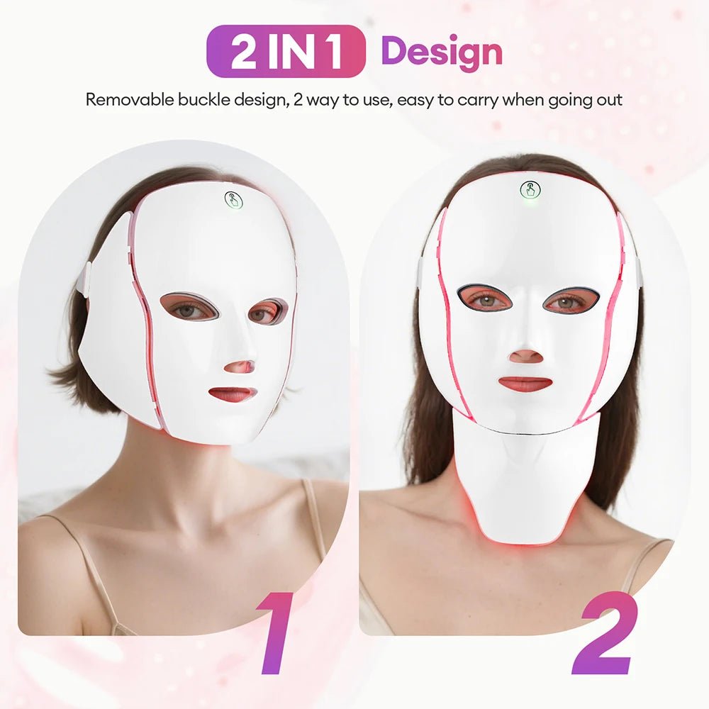 Masque LED Facial 7 Couleurs — Anti-Acné & Anti-Rides à Domicile